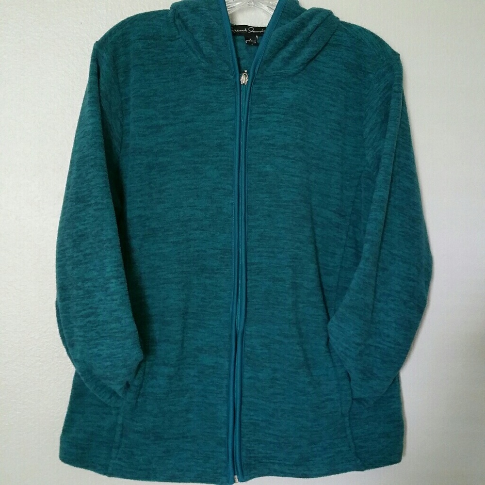 French Laundry Teal & Black Hooded Jacket sz L